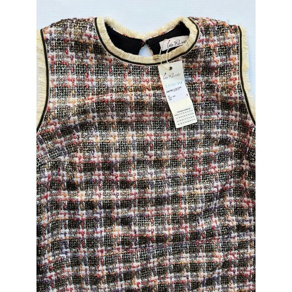 Iren Klairie Womens Metallic Multi color Sleeveless Tweed Shift Dress Size 40